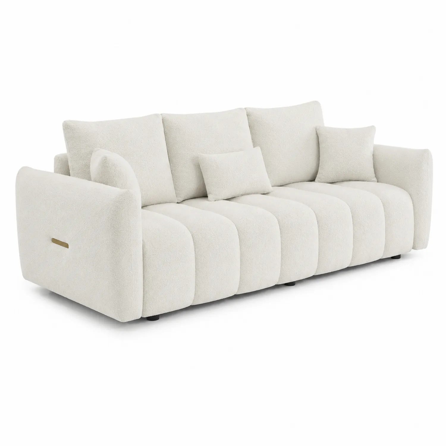 Dreier-Sofa aus Polyestergewebe Creme