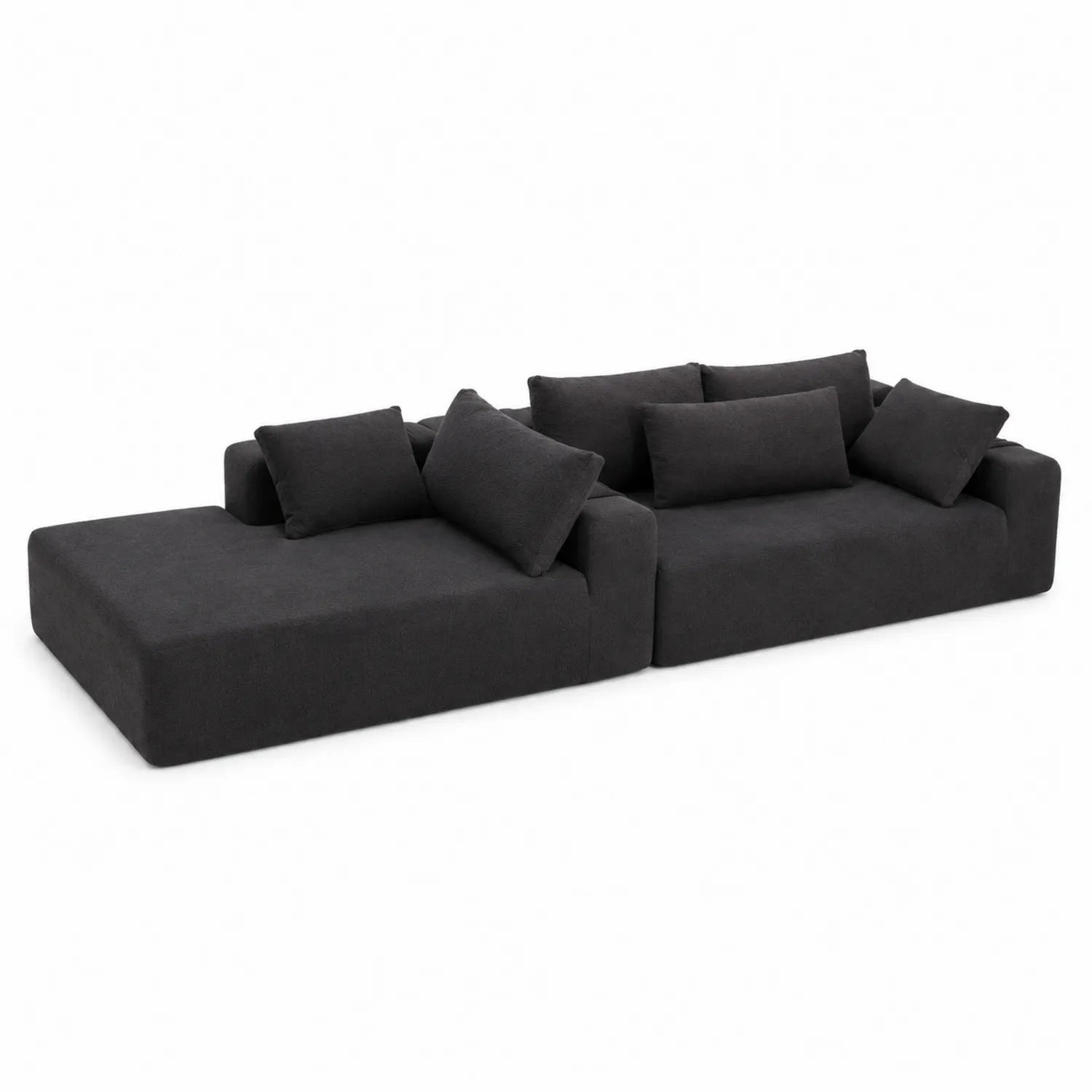 Modulares Stoff-Ecksofa mit Kissen Dunkelgrau