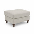 Rechteckiger Stoffhocker mit Holzbeinen Beige