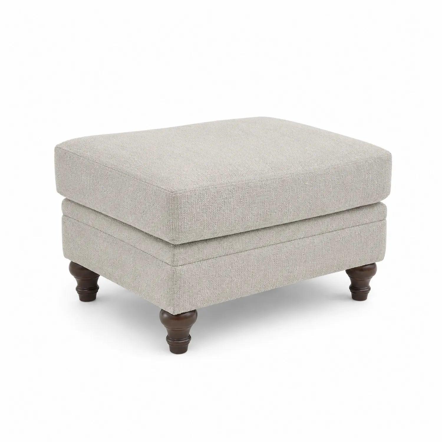 Rechteckiger Stoffhocker mit Holzbeinen Beige