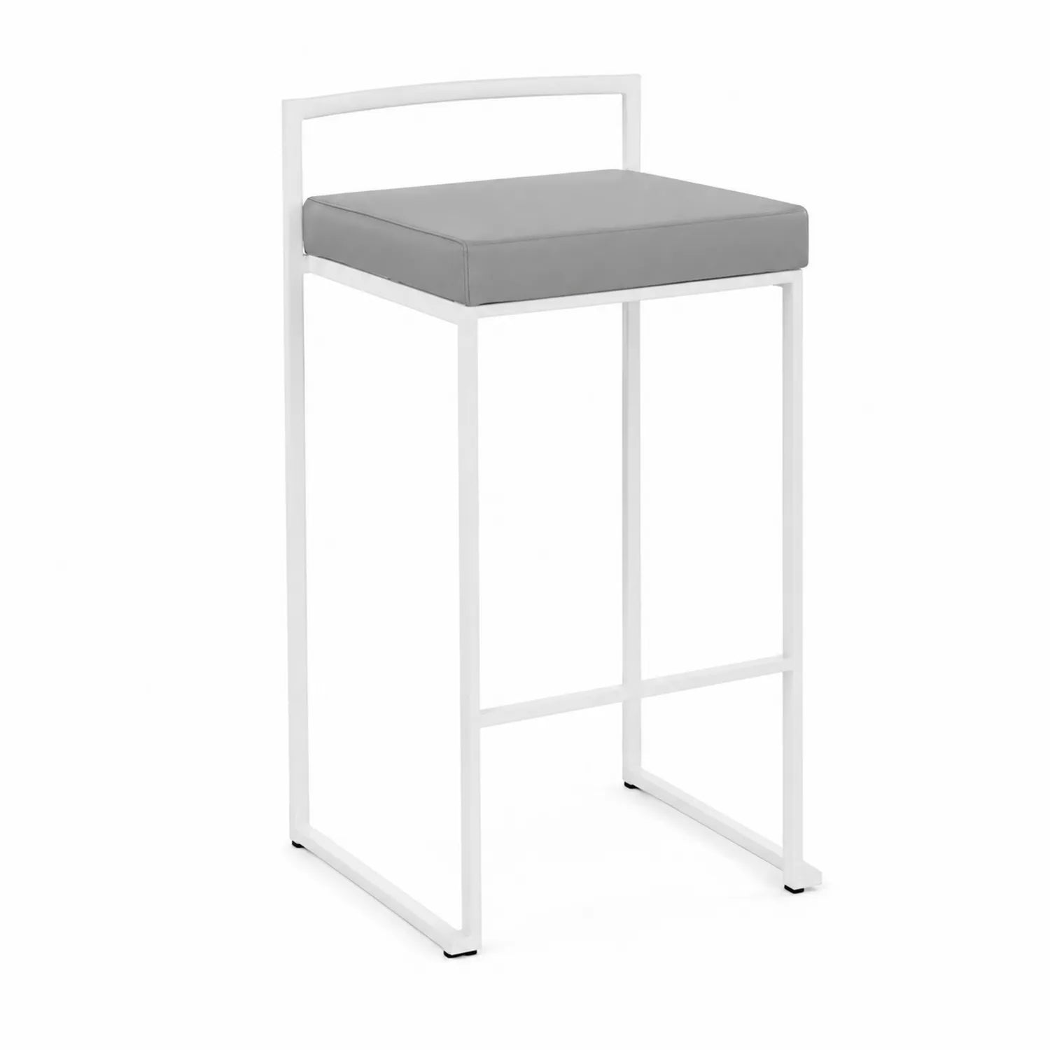 Metall Barhocker mit PU-Ledersitz Hellgrau 100cm