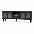 TV-Schrank Holz Schwarz mit geriffeltem Glas 180x40x60 cm