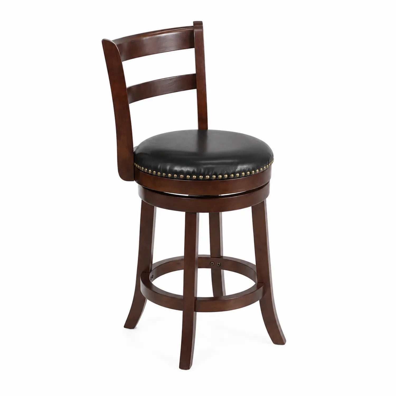 Barhocker Holz Schwarz PU-Leder Sitz
