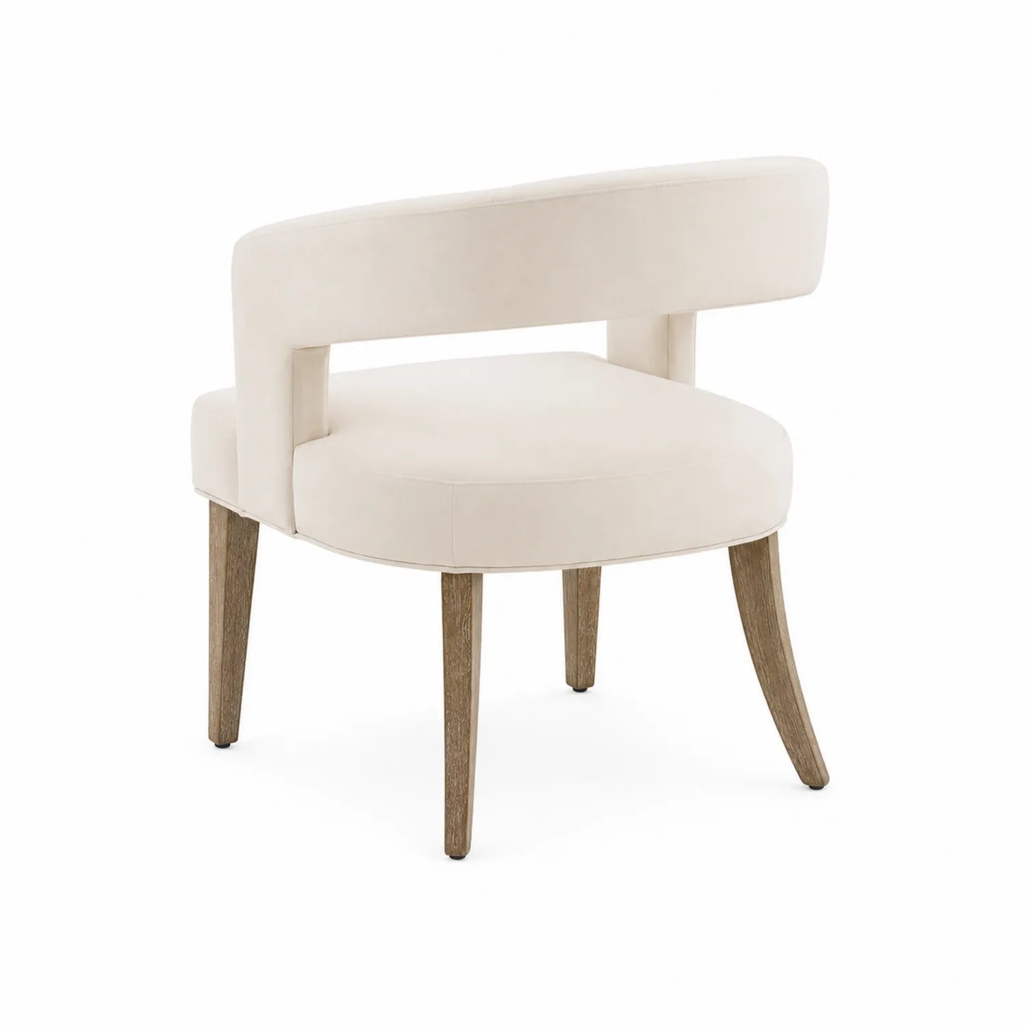 Stuhl mit Holzbeinen und Stoffbezug in Creme