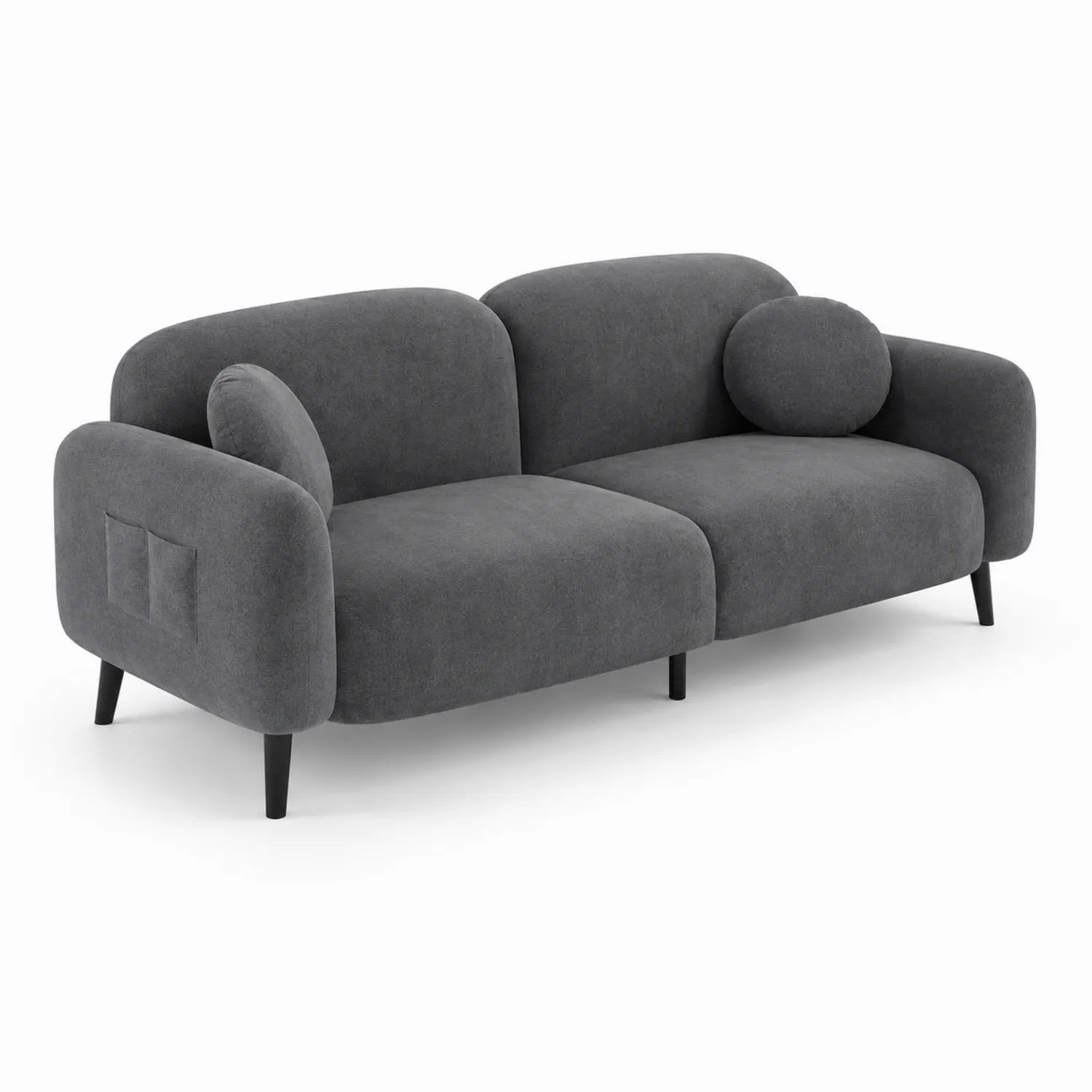 Dreiersofa Stoff Dunkelgrau