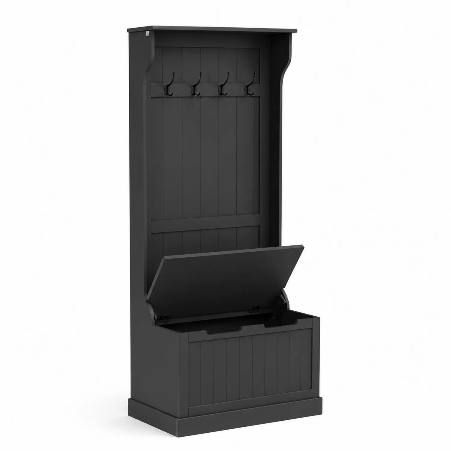 Garderobenständer mit Bank Holz Schwarz 180 cm