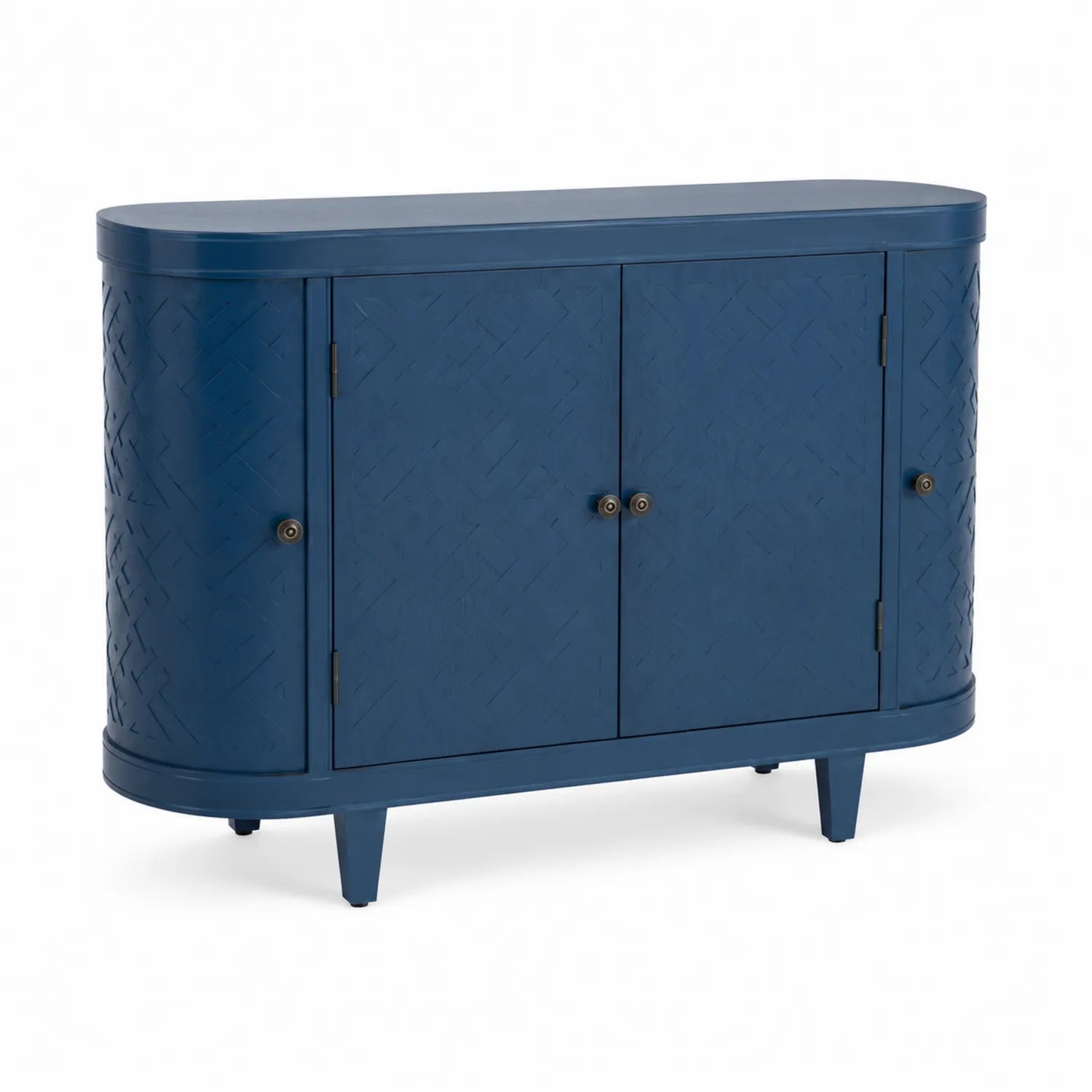 Sideboard Oval mit 3 Türen Holz Blau