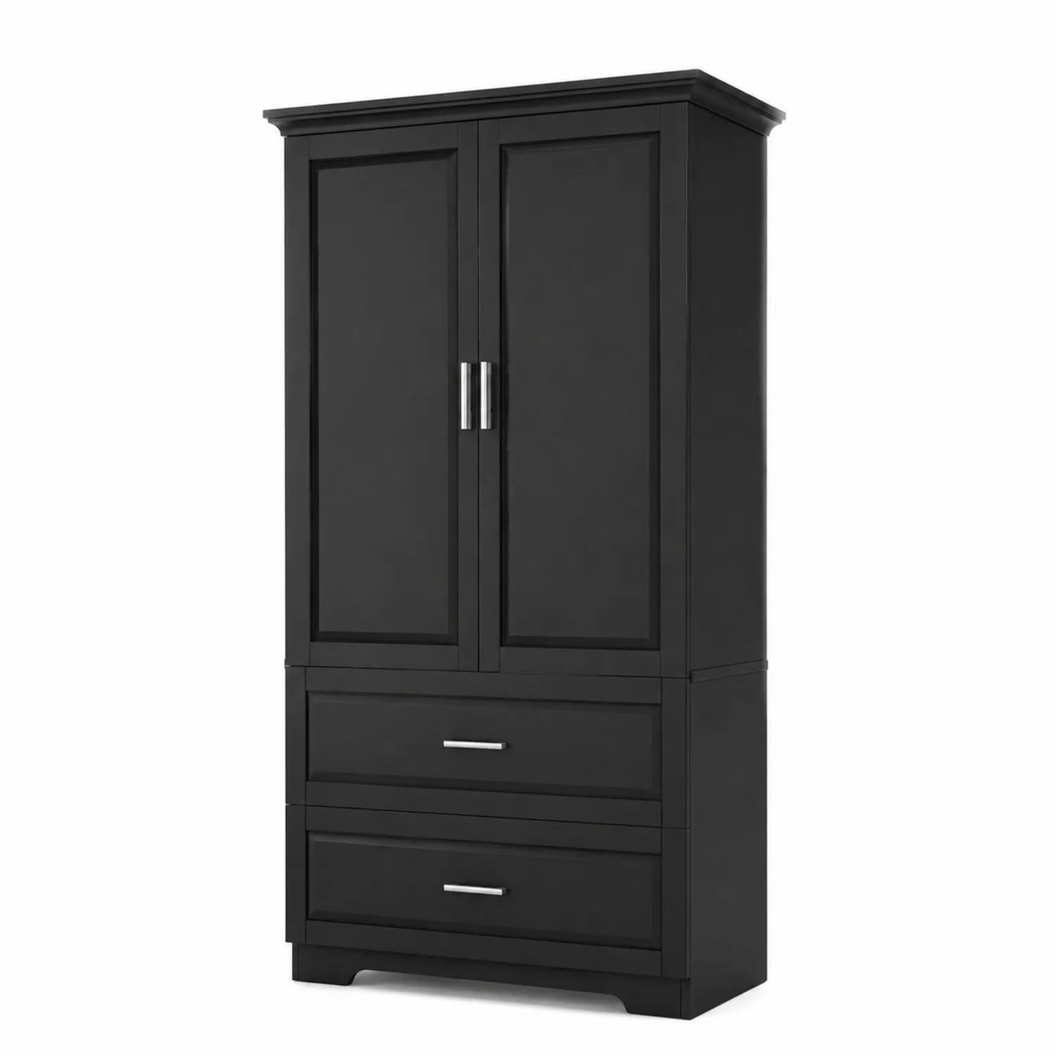 Schrank mit 2 Türen und 2 Schubladen aus MDF in Schwarz