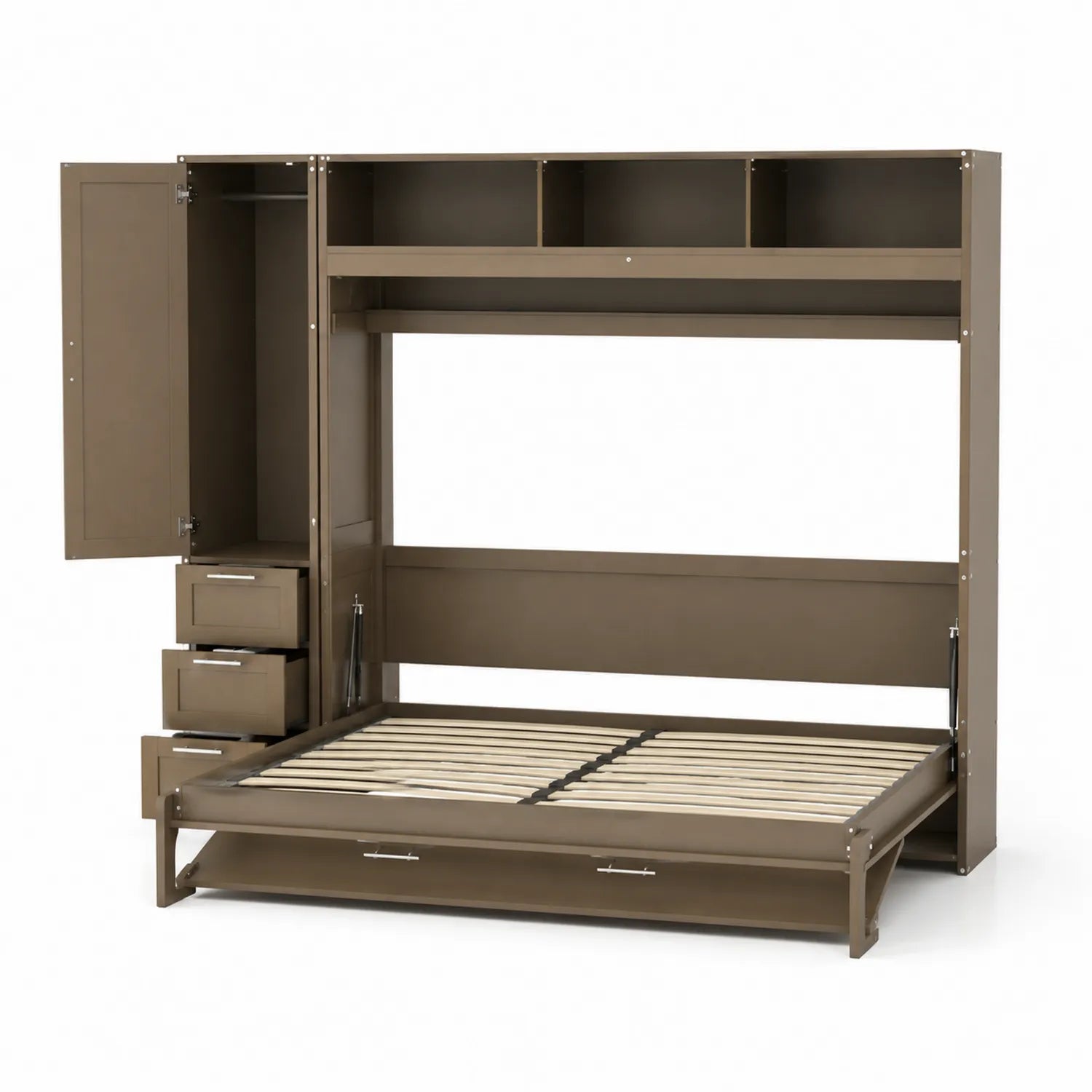 Klappbett aus MDF mit Stauraum in Braun, 200x140 cm