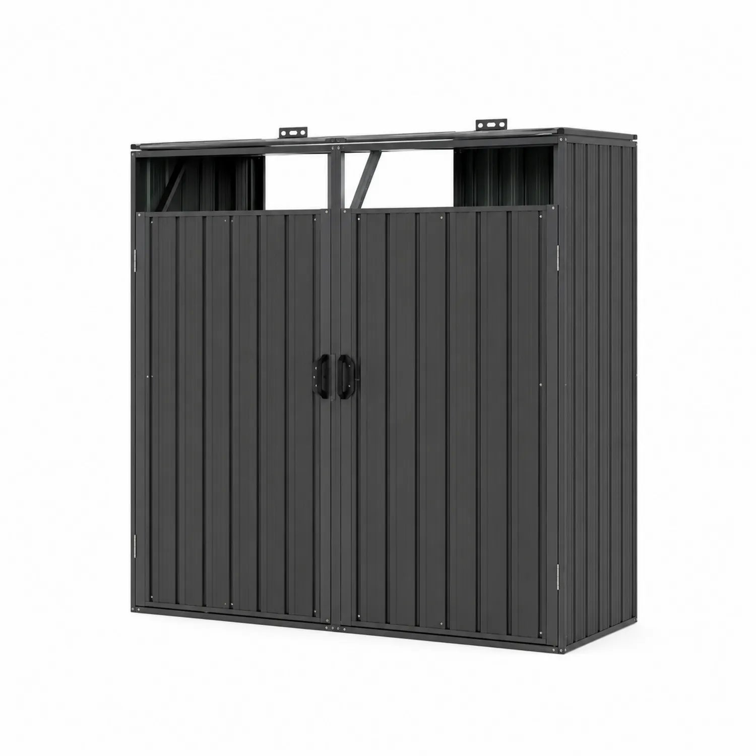 Grauer Metall-Gartenschrank mit Doppeltür