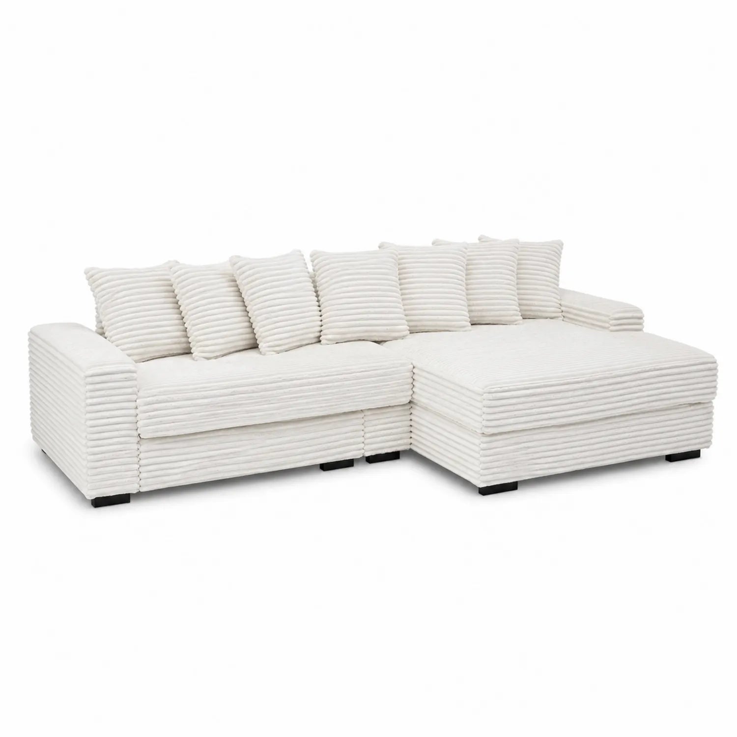 Ecksofa mit Ottomane Strukturstoff Creme